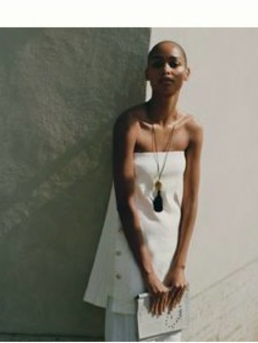 Anthropologie Strapless White Tube Dress with Side Button Accents